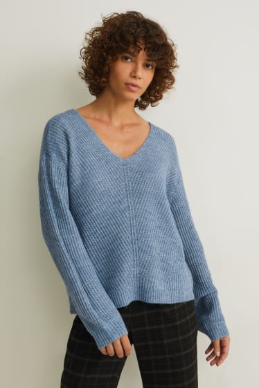 Damen - Pullover - blau-melange