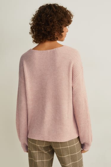 Femmes - Pull - rose pâle-chiné