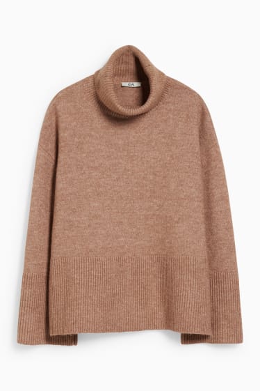 Femmes - Pull à col roulé - marron clair