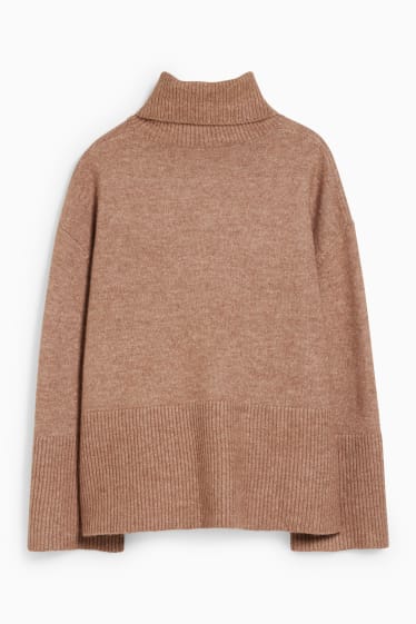 Femmes - Pull à col roulé - marron clair