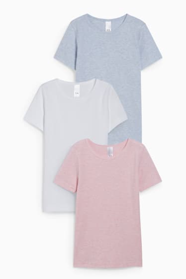 Enfants filles - Lot de 3 - maillots de corps - blanc / bleu clair