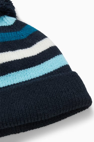 Niños - Gorro de punto - de rayas - azul oscuro