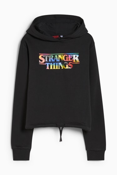 Enfants filles - Stranger Things - sweat à capuche - noir