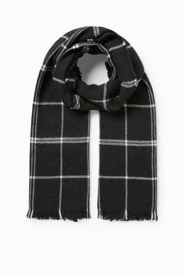 Men - CLOCKHOUSE - knitted scarf - check - black