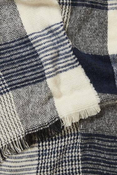 Heren - CLOCKHOUSE - gebreide sjaal - geruit - blauw / beige