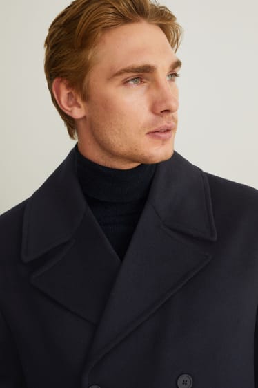 Men - Jacket - wool blend - added cashmere - dark blue