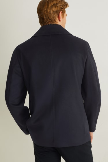 Men - Jacket - wool blend - added cashmere - dark blue