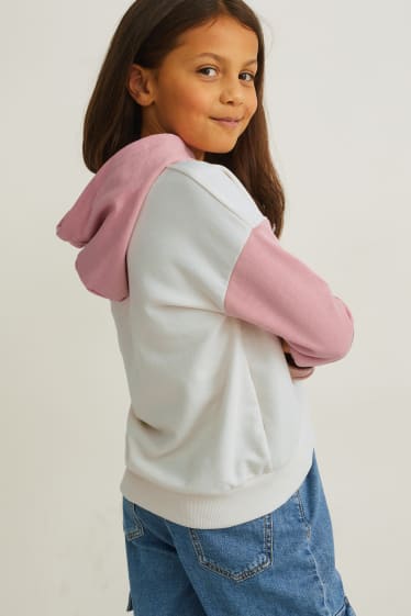 Kinderen: meisjes - Hoodie - glanseffect - crème wit