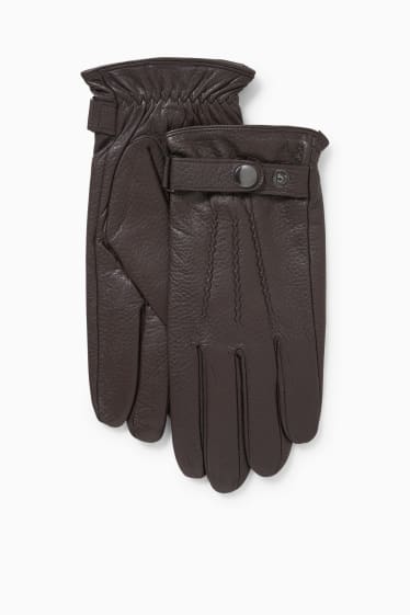 Hommes - Gants en cuir - marron foncé