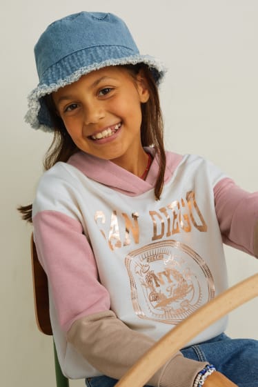 Kinderen: meisjes - Hoodie - glanseffect - crème wit