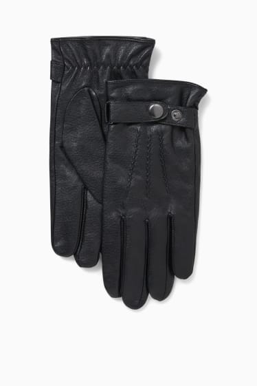 Men - Leather gloves - black