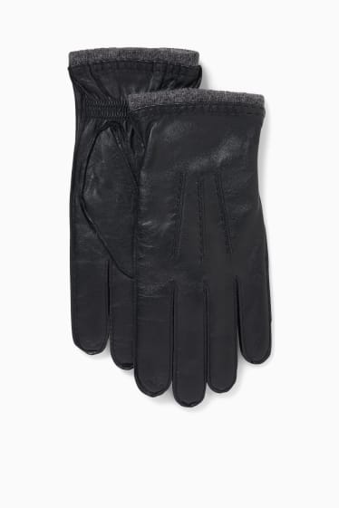 Mężczyźni - Skórzane rękawiczki - czarny