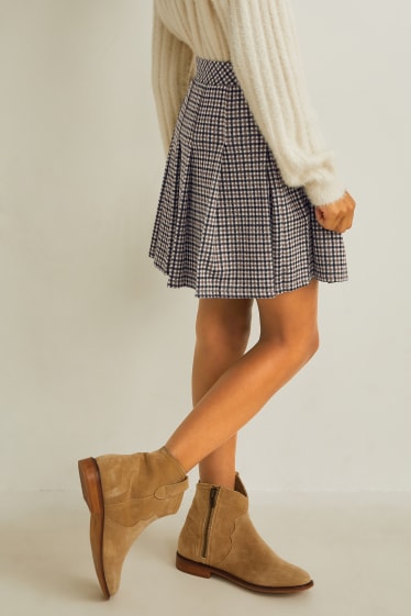 Kinder Mädchen - Rock - kariert - braun / beige