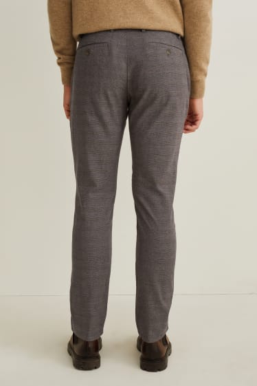 Pánské - Oblekové kalhoty - regular fit - LYCRA® - tmavohnědá