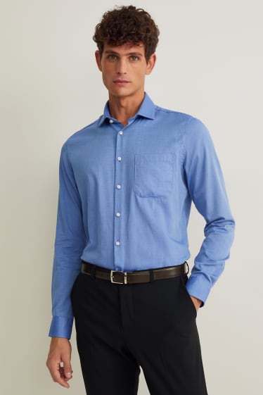 Uomo - Camicia business - slim fit - cutaway - facile da stirare - blu