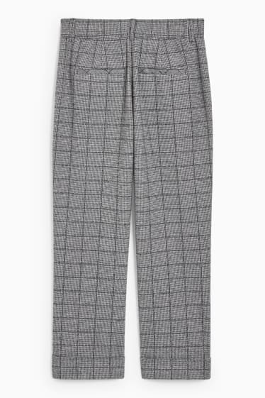Dames - Pantalon - high waist - tapered fit - geruit - grijs / zwart