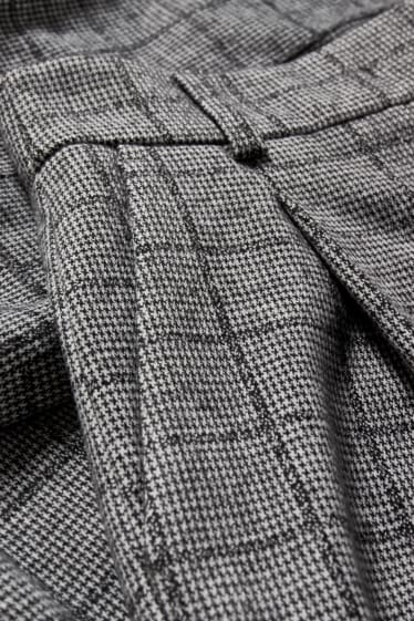 Femei - Pantaloni de stofă - talie înaltă - tapered fit - în carouri - gri / negru