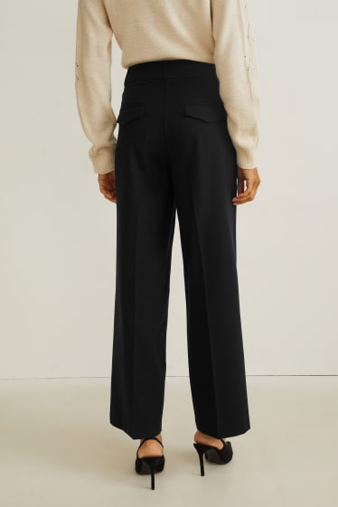 Dames - Pantalon - high waist - wide leg - zwart