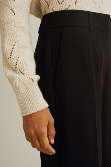 Femei - Pantaloni de stofă - talie înaltă - wide leg - negru