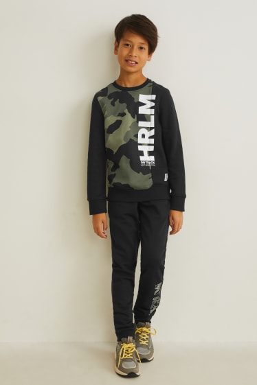 Kinderen - Set - sweatshirt en joggingbroek - 2-delig - donkergroen / zwart