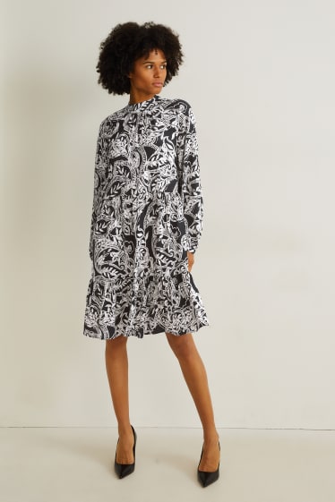 Mujer - Vestido de línea evasé - estampado - negro / blanco