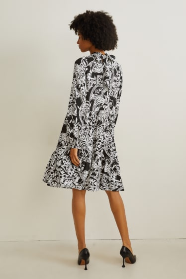 Dames - A-lijn-jurk - met patroon - zwart / wit