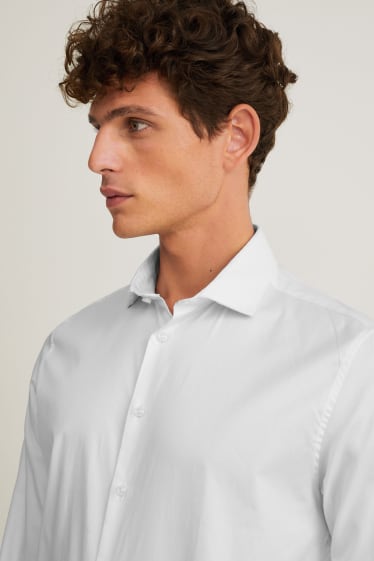 Uomo - Camicia business - slim fit - cutaway - facile da stirare - bianco