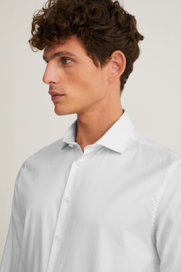 Men - Business shirt - slim fit - cutaway collar - easy-iron - white
