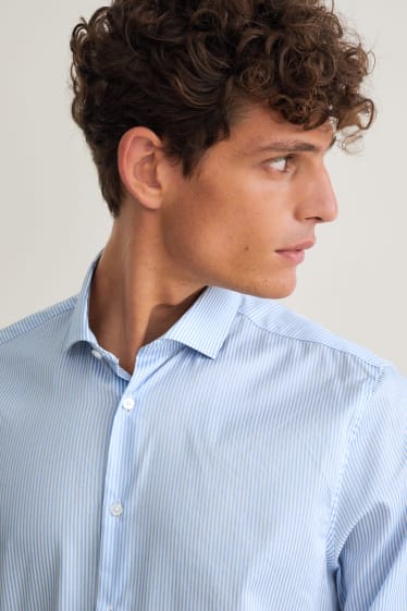 Pánské - Business košile - slim fit - cutaway - snadné žehlení - pruhovaná - modrá/bílá