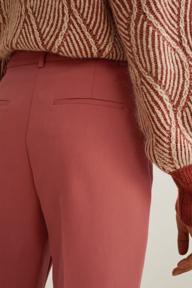 Femmes - Pantalon en toile - high waist - coupe droite - rouge