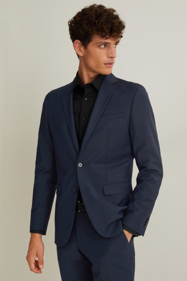 Hommes - Veste de costume - slim fit - LYCRA® - laine vierge mélangée - bleu foncé
