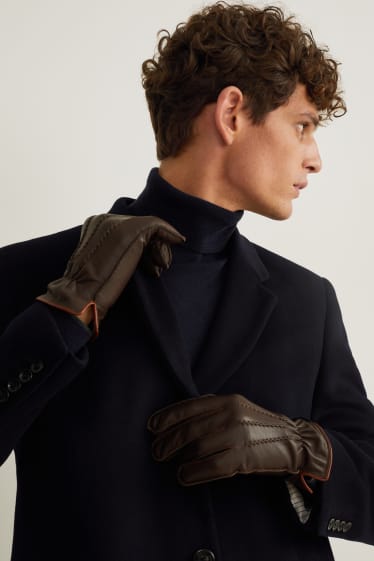 Men - Leather gloves - dark brown