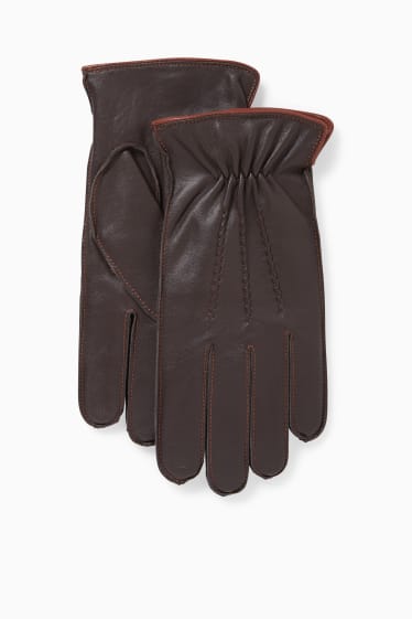 Men - Leather gloves - dark brown