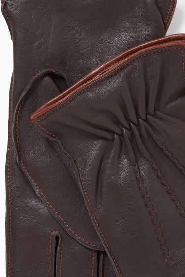 Men - Leather gloves - dark brown