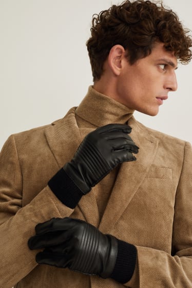 Bărbați - Mănuși din piele - negru