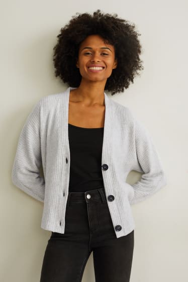 Damen - Strickjacke - hellgrau-melange