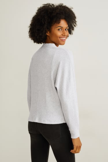 Damen - Strickjacke - hellgrau-melange