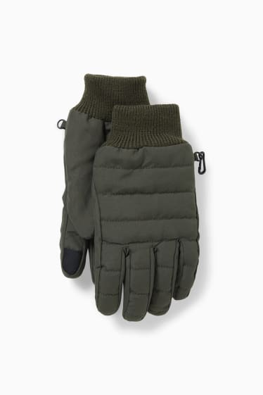 Hombre - Guantes acolchados para pantalla táctil - THERMOLITE® - verde oscuro