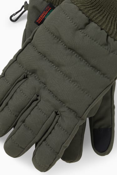 Heren - Gestikte touchscreen-handschoenen - THERMOLITE® - donkergroen