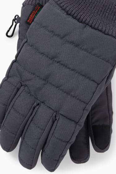 Men - Quilted touchscreen gloves - THERMOLITE® - anthracite