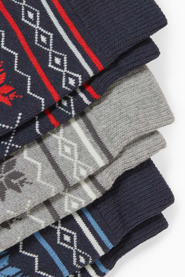 Men - Multipack of 3 - Christmas socks with motif - snowflakes - dark blue