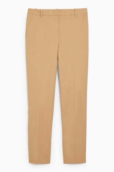 Women - Cloth trousers - mid-rise waist - straight fit - light brown