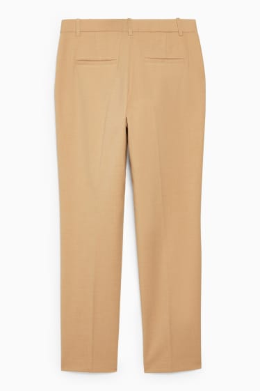 Women - Cloth trousers - mid-rise waist - straight fit - light brown