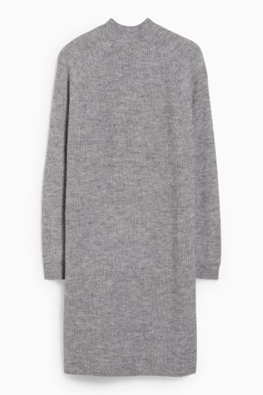 Women - Knitted dress      - gray-melange