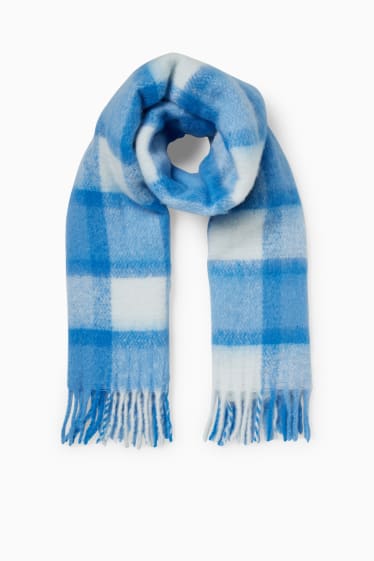 Teens & young adults - CLOCKHOUSE - fringed scarf - check - blue