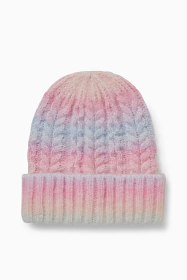 Women - CLOCKHOUSE - knitted hat - cable knit pattern - multicoloured