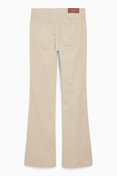 Femmes - Pantalon en velours - high waist - jambes évasées - crème