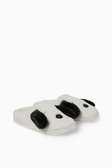 Dames - Pantoffels van imitatiebont - Snoopy - crème wit