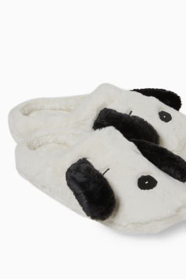 Dámské - Domácí obuv z umělé kožešiny - Snoopy - krémově bílá