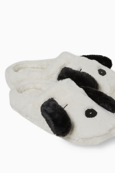 Dames - Pantoffels van imitatiebont - Snoopy - crème wit